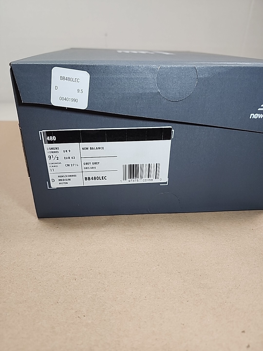 Size 9.5 New Balance 480 Castlerock Raincloud BB480LEC Grey White Unisex Men’s