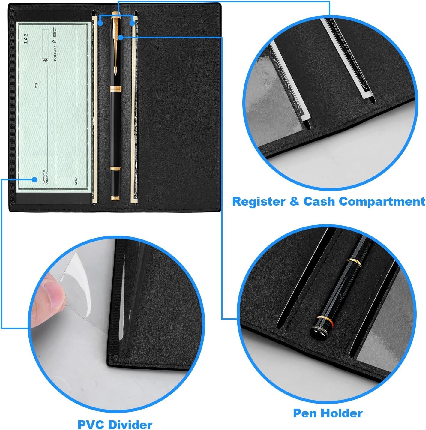 Premium Leather Checkbook Cover for Men and Women Checkbook Holder Wallet RFID B