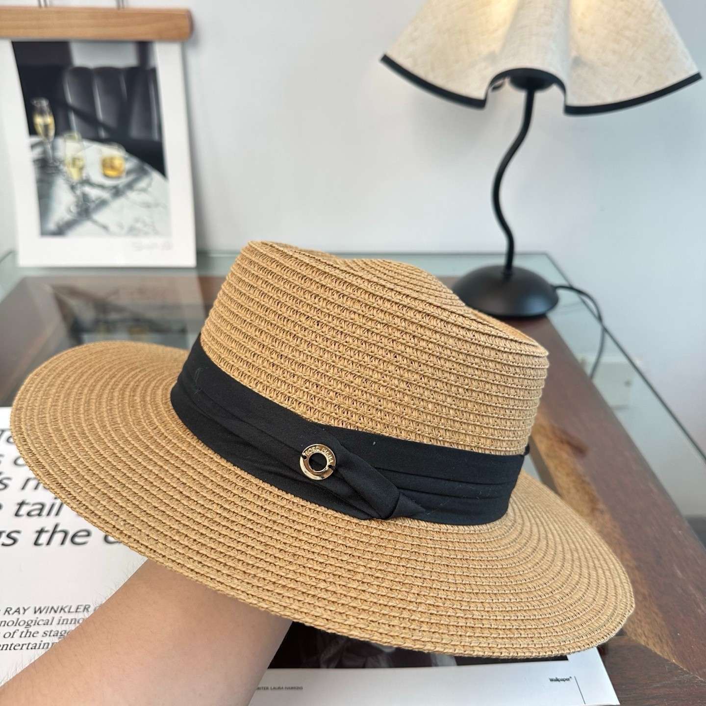 Loro Piana Summer Resort Flat-Top Woven Straw Hat