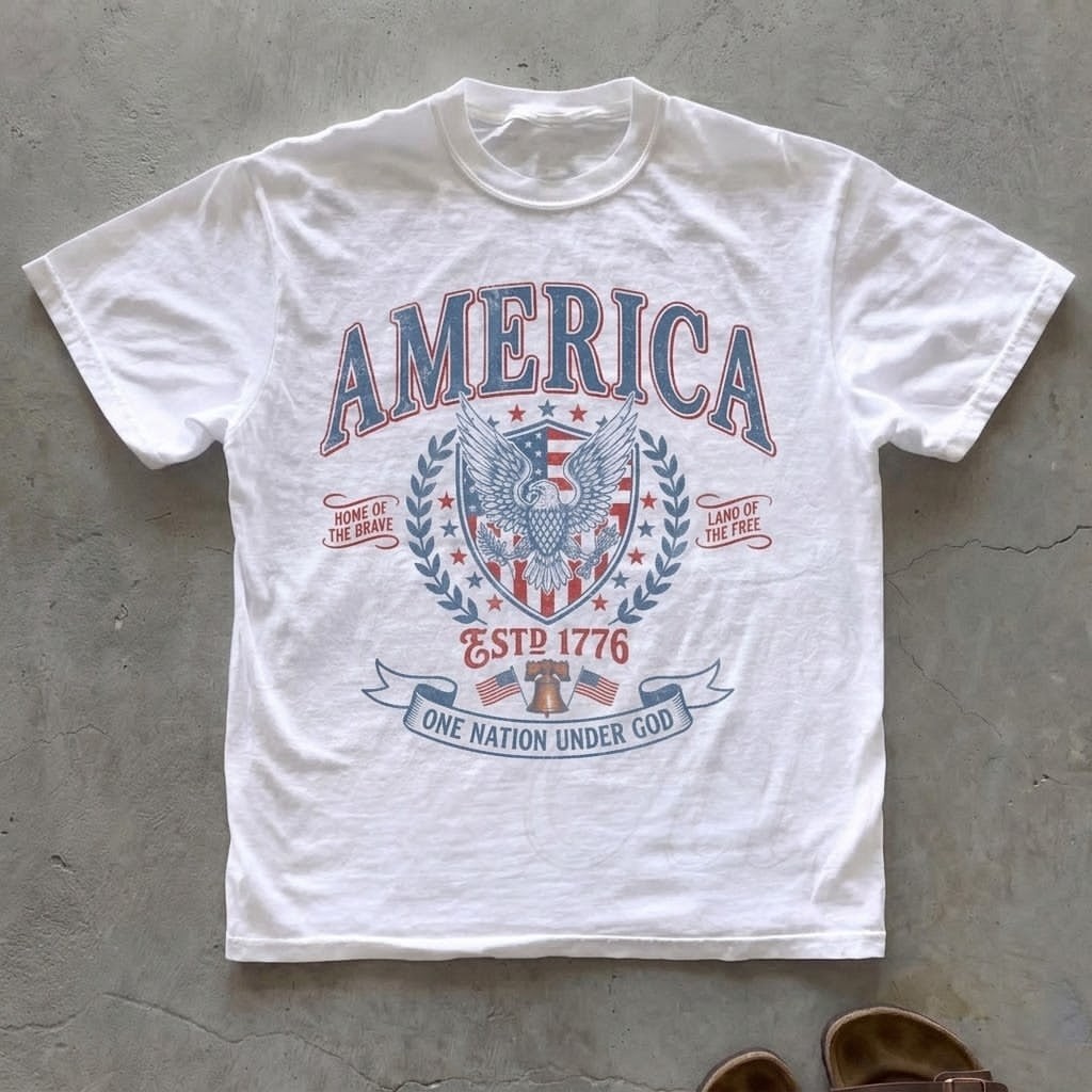 Vintage America Patriotic Eagle Shirt, USA Independence Day Tee, Fourth of July