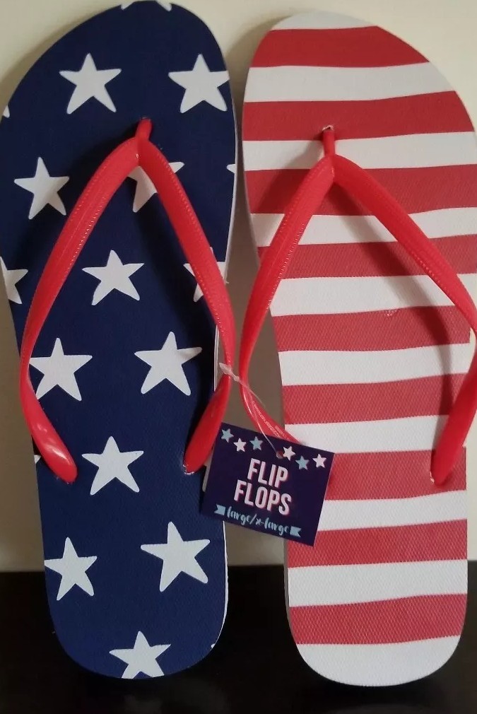 IQ Accessories ~ Flip Flops ~ Stars & Stripes ~ Size Large/Extra Large (L/XL)
