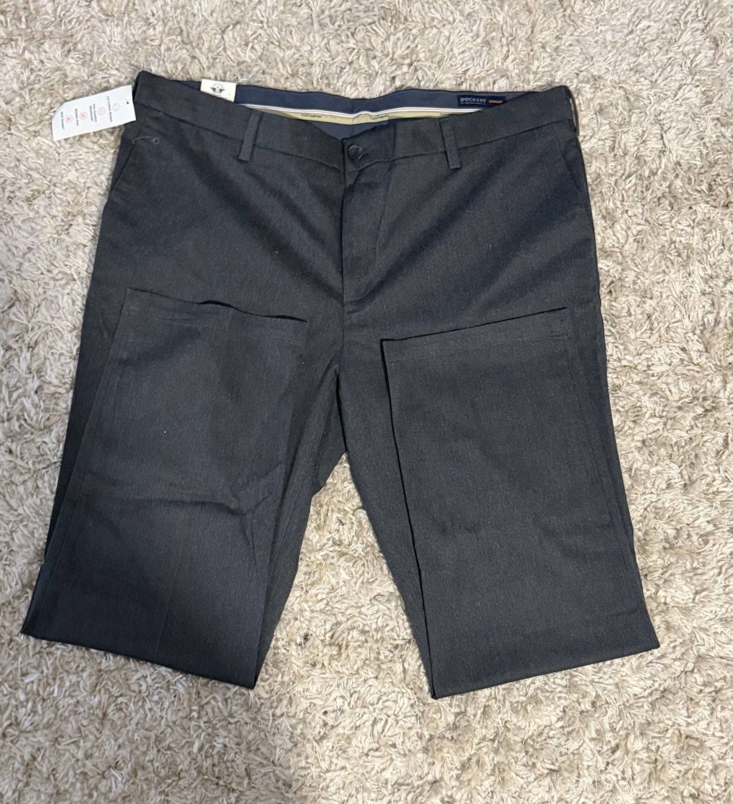Dockers Signature Khaki Lux Cotton Stretch Pants Men’s 42×32 Straight Fit Black