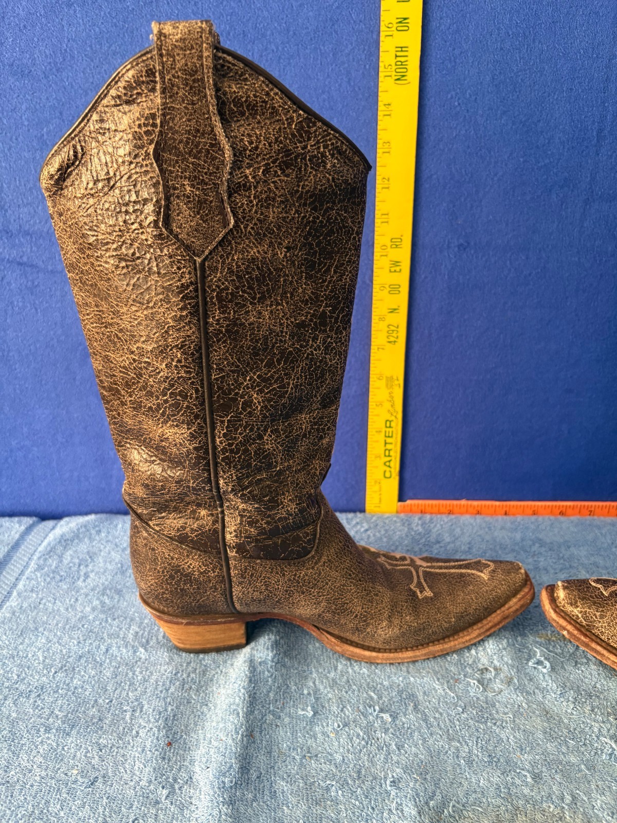 Circle G L5038 Leather Western Embroidered Cross Snip Toe Boots Women’s 7M