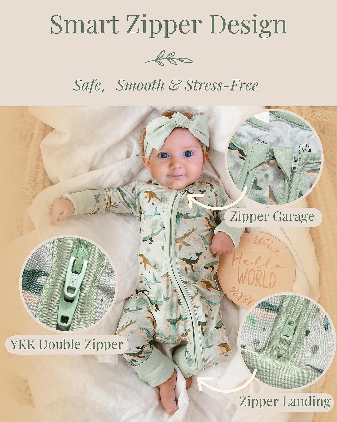 95% Viscose from Bamboo 5% Spandex Baby Sleeper Gift Set – Soft Footie Pajama…
