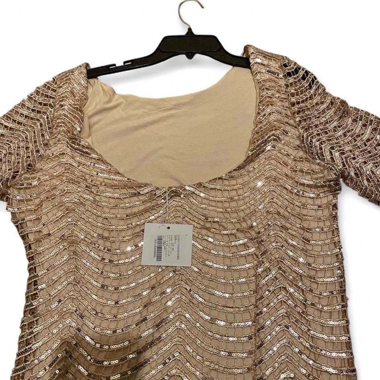 Haoduoyi Gold Sequin Open Back Dress, Size XXL.