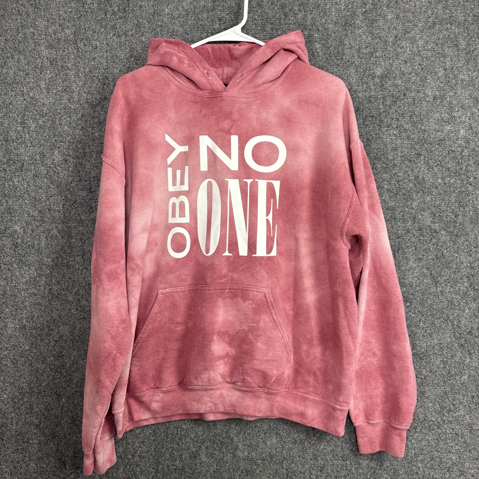 Obey Worlwide Hoodie Womens Size L Pink Tie Dye