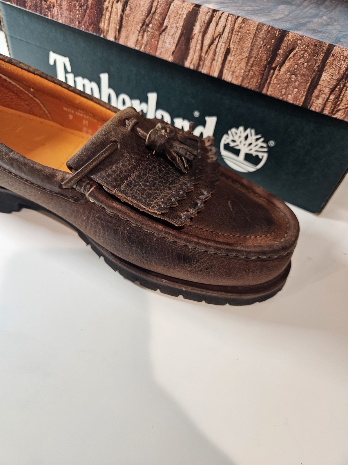 Timberland Men’s Brown Leather Tassel Fringe Loafer Slip-On US 9 M 21041M