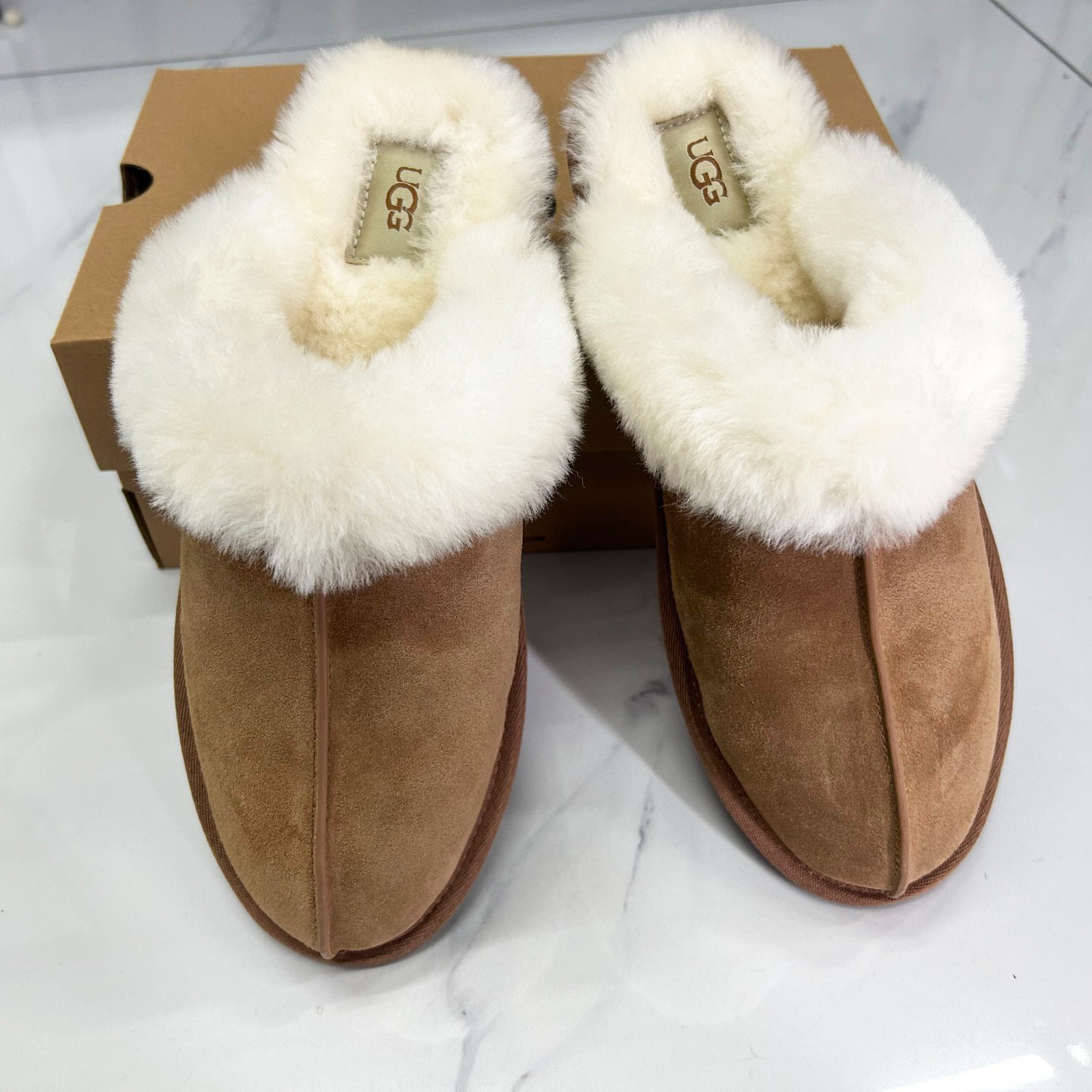 UGG Women’s Scuffette II Chestnut Suede Upper Slippers US 6-11 Comfort Shoes New