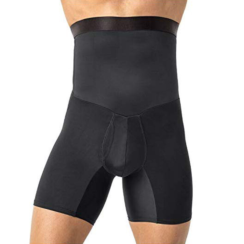Men Compression Hi-Waist Boxer Shorts Tummy Slimming Body Shaper Girdle Pants