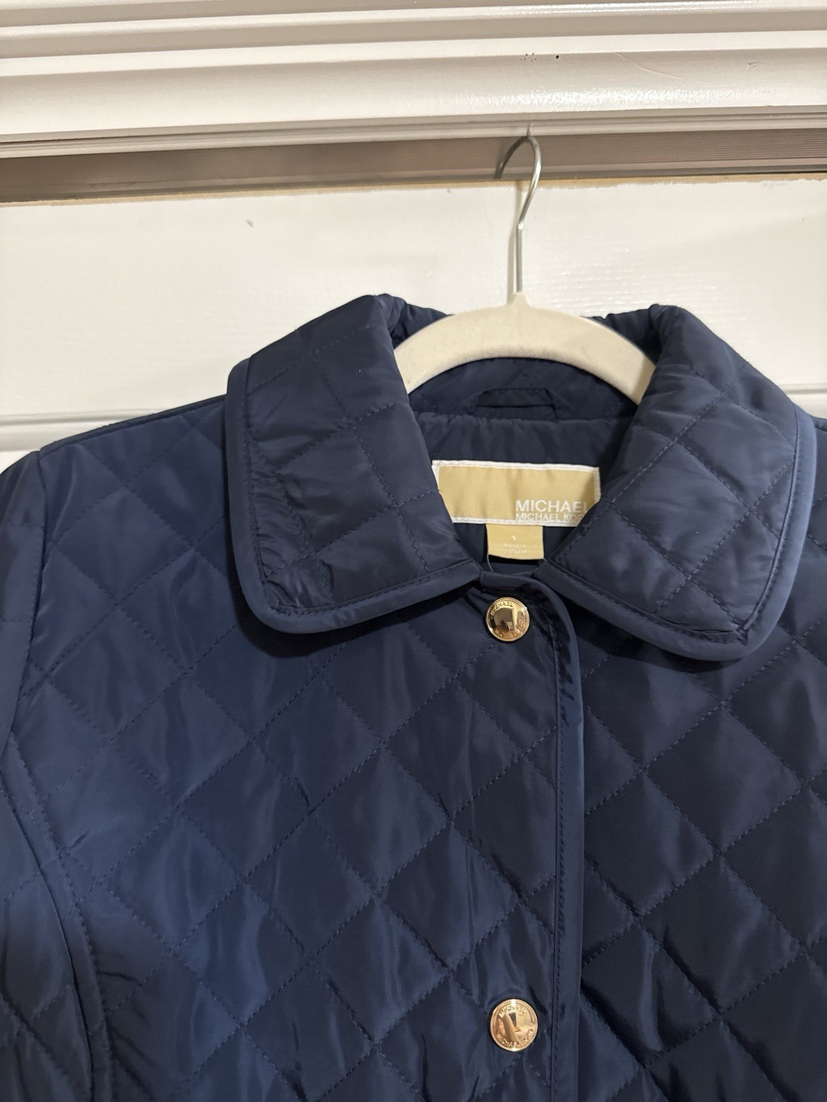 Michael Kors Women’s Blue Quilted Button Front Jacket Size S