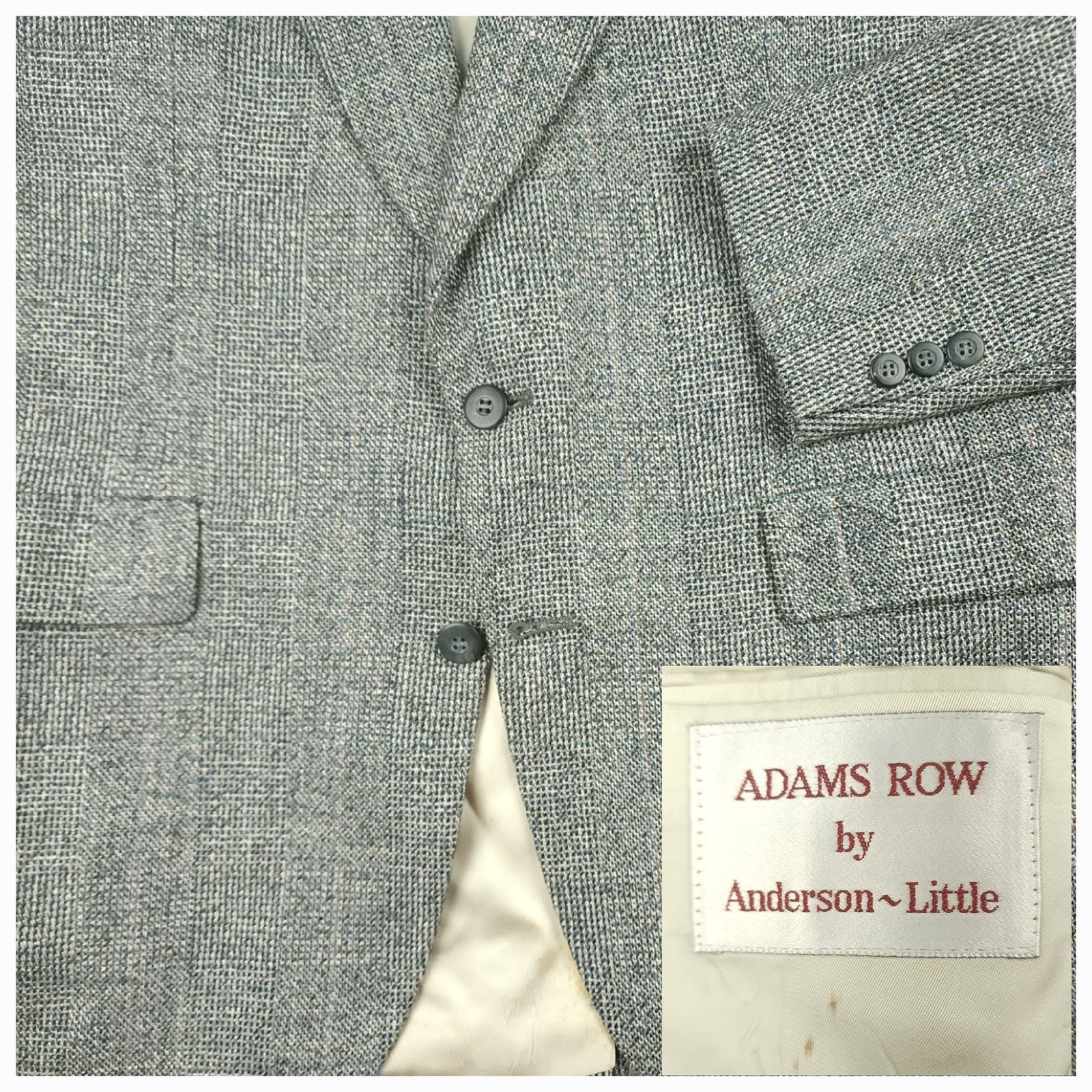 Vtg 80s Ivy Style Hopsack Wool Sport Coat Mens 42R Casual Overcheck Classic Fit
