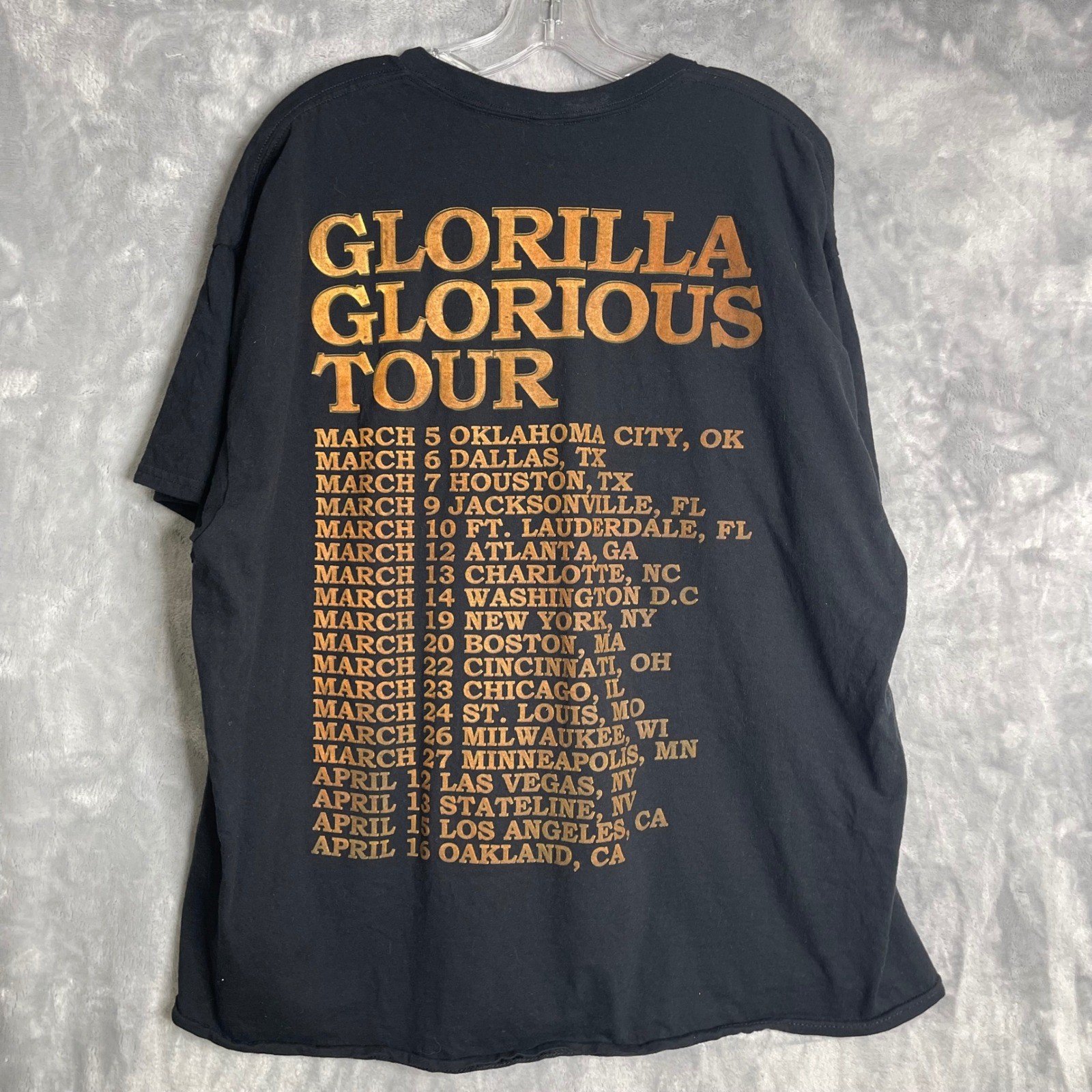 Glorilla Glorious Cover Tee Womens 2XL Black 2025 Tour Split Neck Short Sleeve