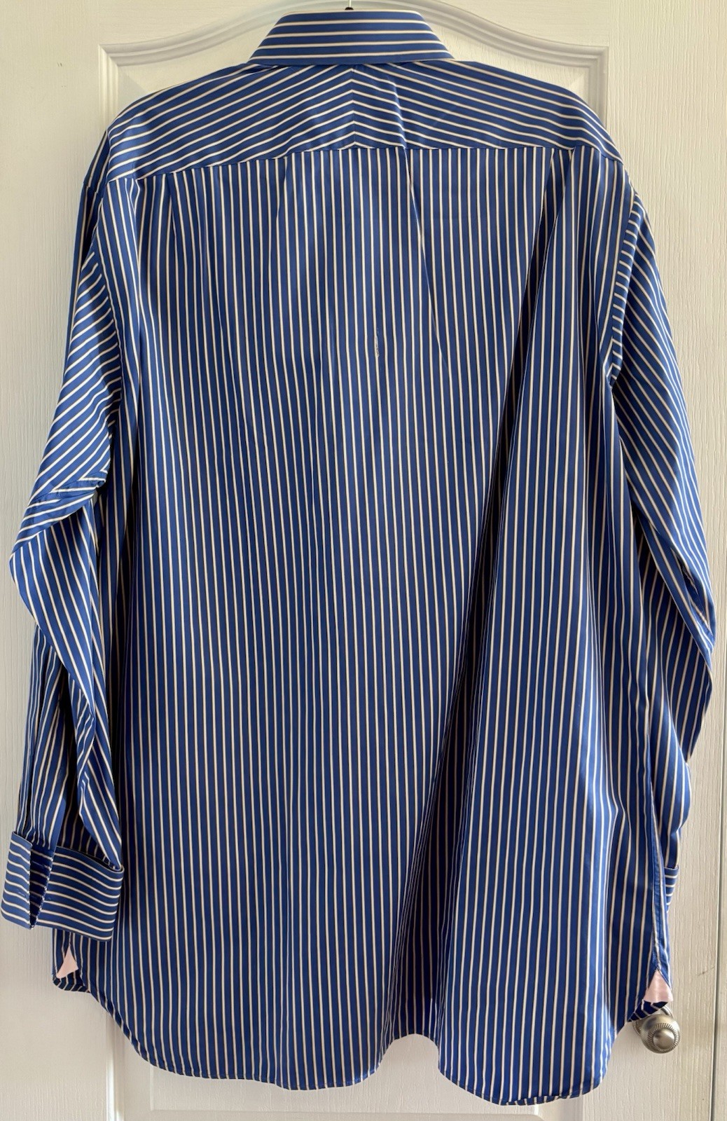 Lot Of 2 Thomas Pink Button Down 17 1/2-35 1/2 French Cuff Shirts 1 Pink 1 Blue