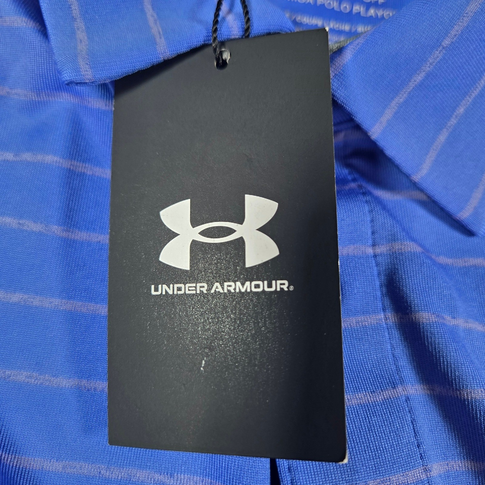 Under Armour Playoff Polo Mens Medium Blue Striped Golf Shirt NWT