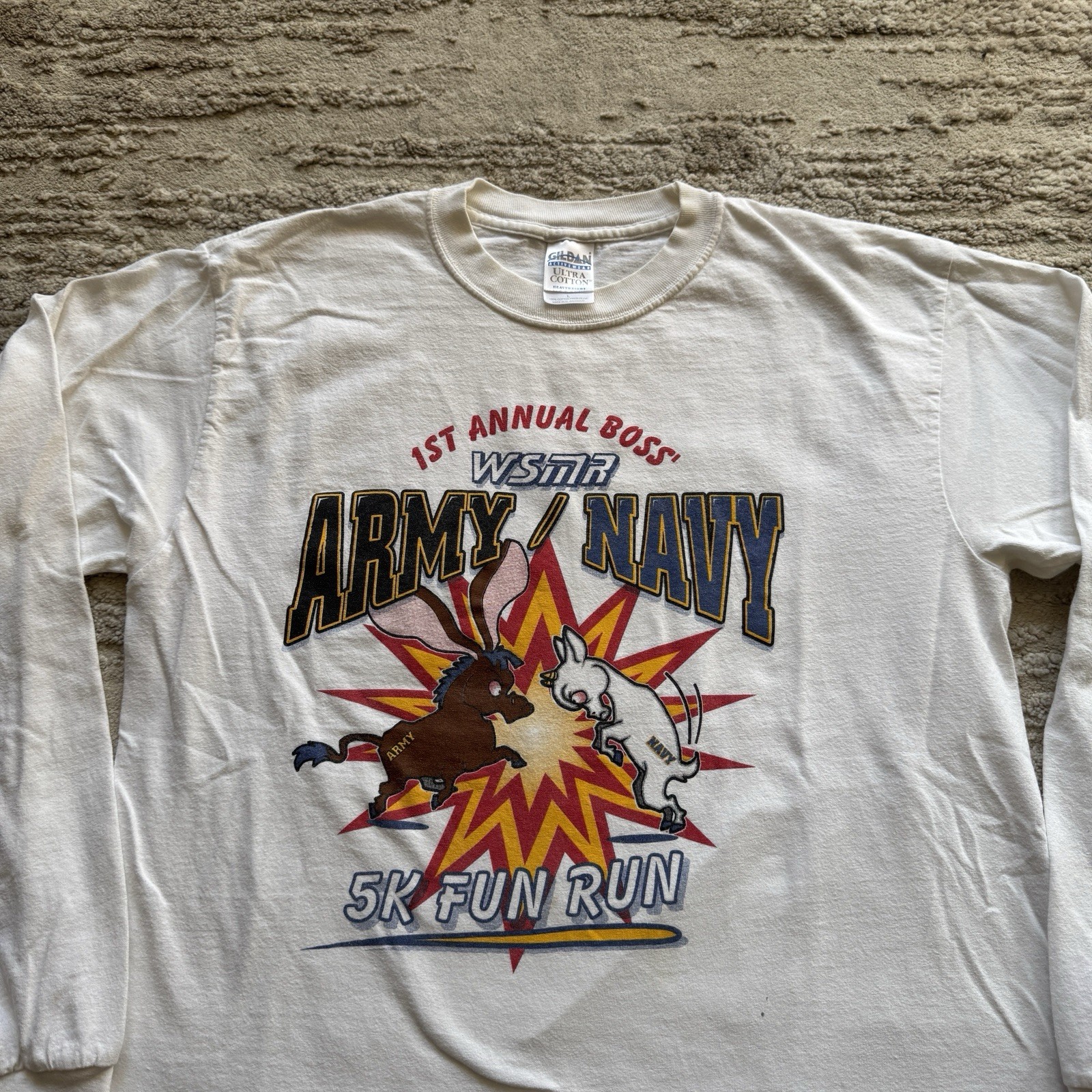 Vintage Army vs Navy 5K Marathon Tee Long sleeve shirt Men’s Large USA Military