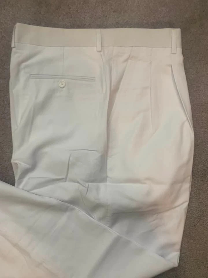 🔥 🔥🔥 NEW Fortino Landi White Dress Pants Double Pleat Cuffed Slacks
