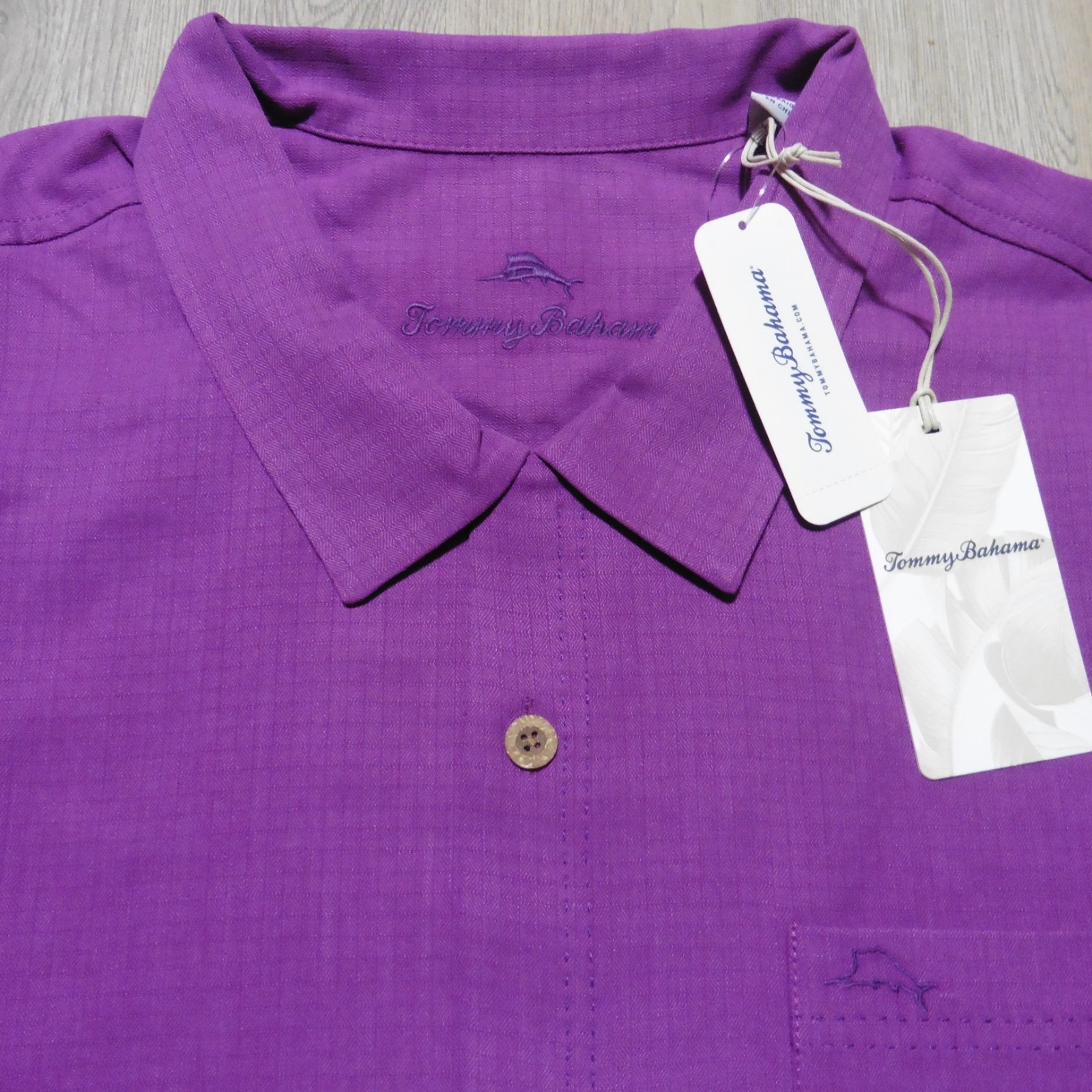 TOMMY BAHAMA Mens 2XLB 2XL BIG HAWAIIAN SHIRT COASTAL BREEZE SILK COOLMAX PURPLE