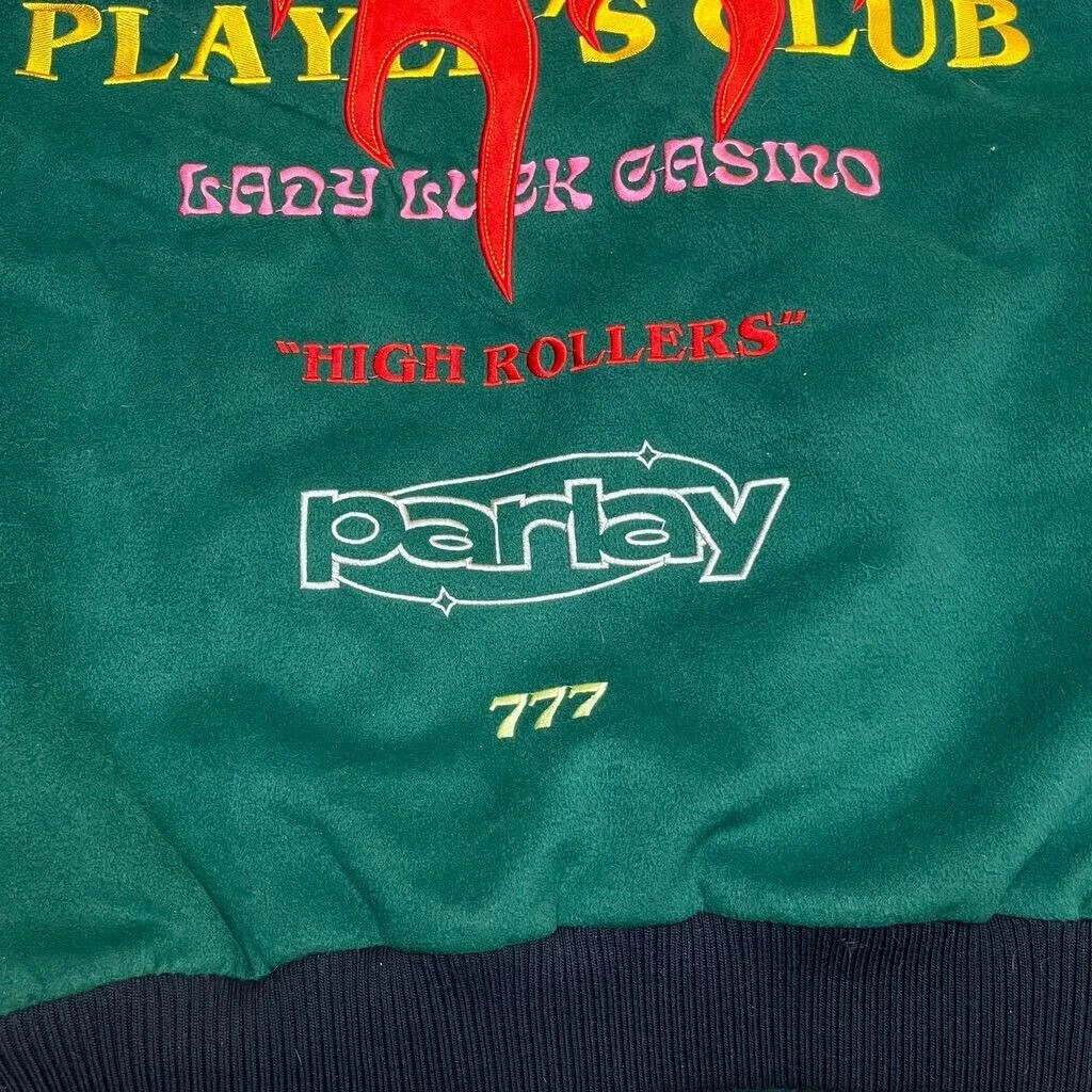 Lady Luck Jacket Men’s Medium Green Varsity Casino High Roller Player’s Club