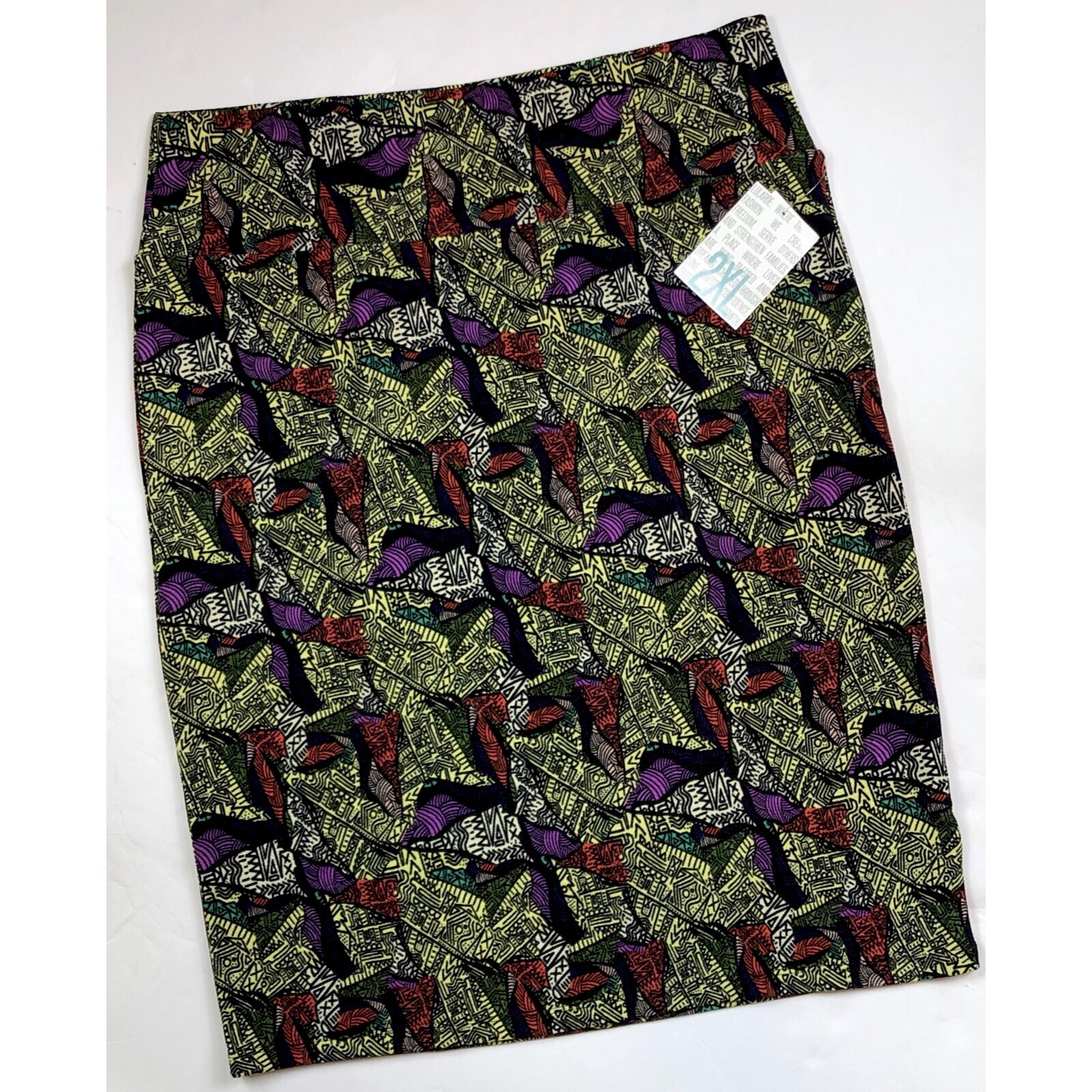 LuLaRoe Cassie Pencil Skirt 2XL NWT Red Black Green Pull-On Stretch