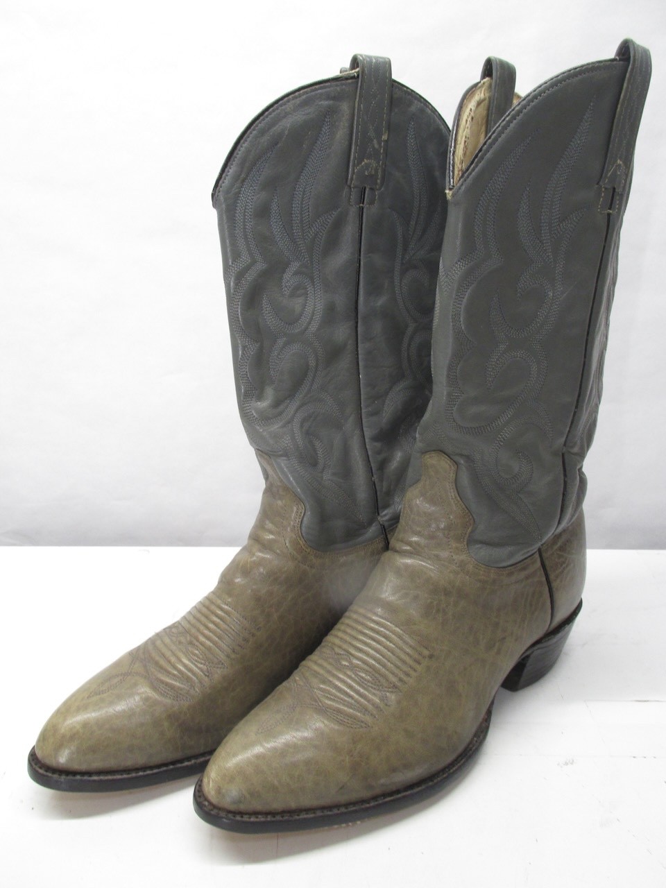 J. Chisholm USA Bench Made Sage/Gray Shrunken Bullhide Western Boots 10.5 DD25