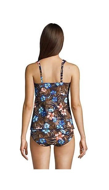 NWT Lands’ End Women’s Flutter Scoop Neck Tankini Swimsuit Size XS $85 FLF157
