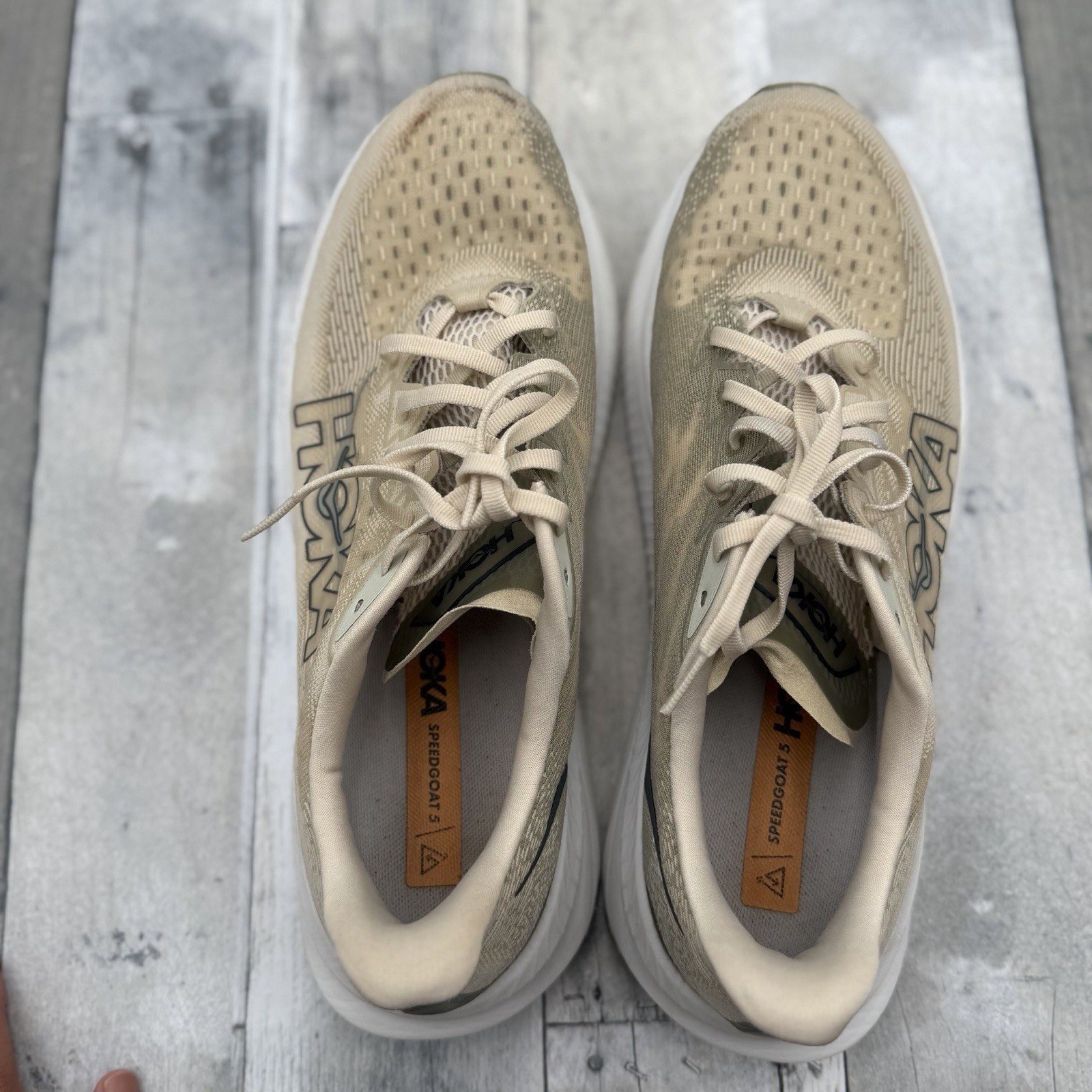 HOKA Mach 6 Oat Milk Barley Beige Running Shoes Men’s Size 12.5 D 1147790-OKB