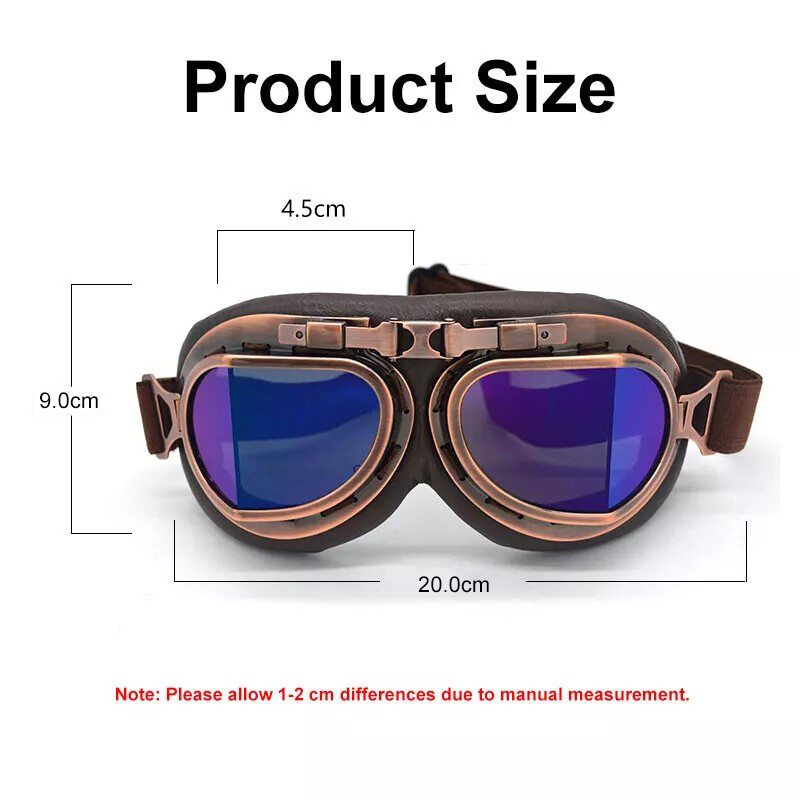 Vintage Copper Frame Steampunk Motorcycle Goggles Sunglasses Retro Riding Travel