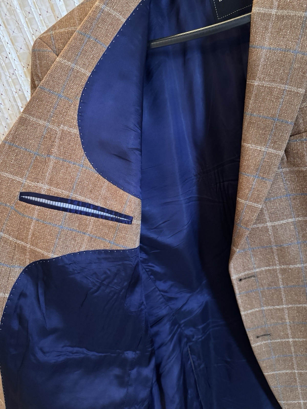 Barutti 100% Silk Sport Coat Jacket Tan Multi Plaid Made in Germany Excellent