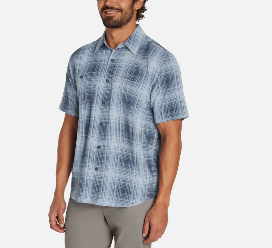 Orvis Men’s Short Sleeve Woven Tech Shirt Blue Size XL