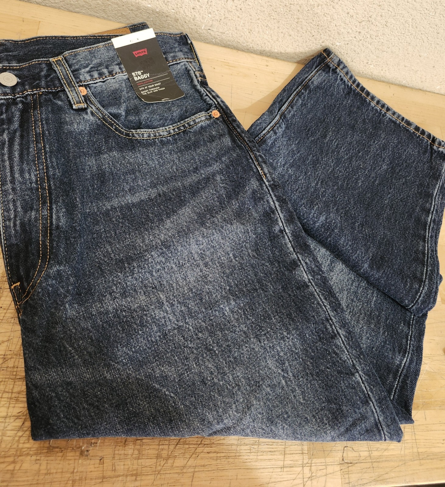 NEW $98 LEVIS 578 JEANS MENS 33×32 BAGGY DARK WASH DENIM Y2K SKATER WIDE LEG 90s