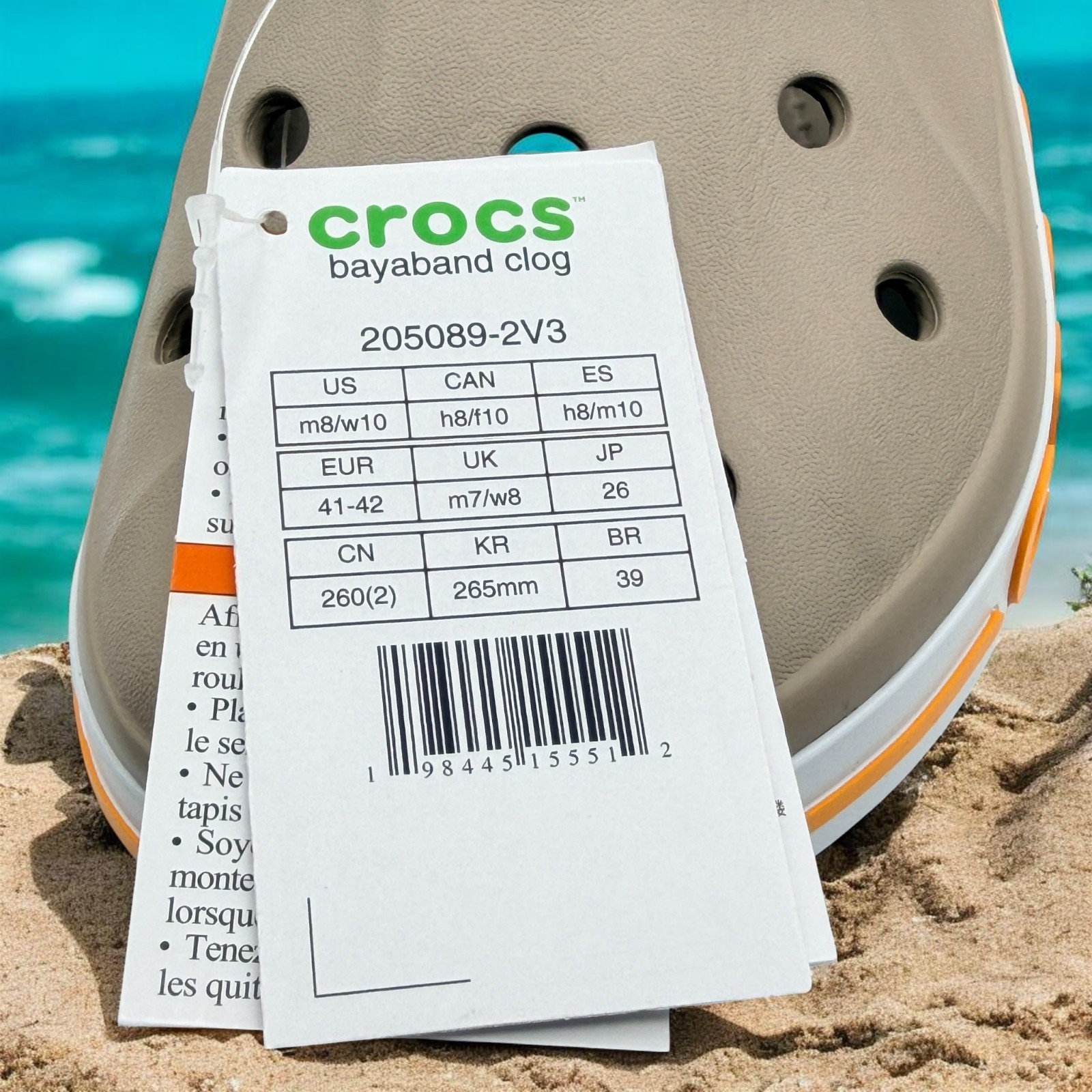 New Crocs Bayaband Clog Unisex 8 M 10 W Cobblestone 25SUCL205089_Z2V3 Ships Free
