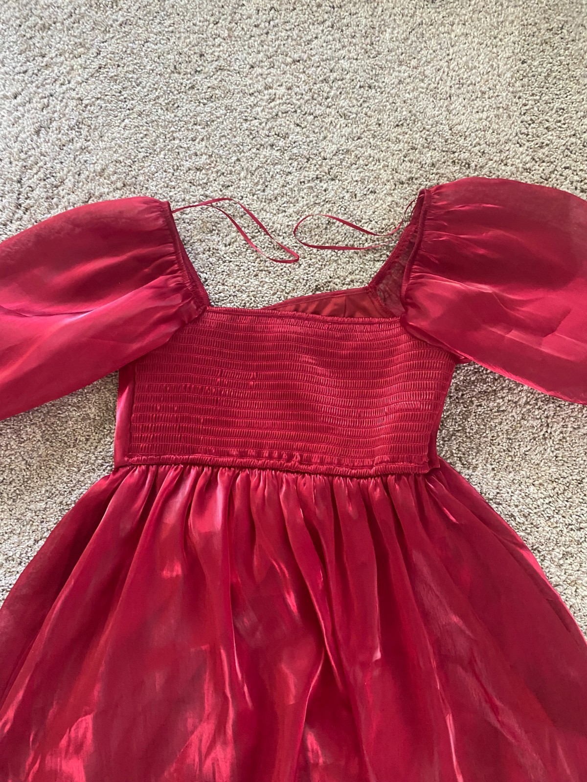 Thirty Thirty LA Women’s Red Shinny Sheer Chiffon Mini Party Dress – Size Small