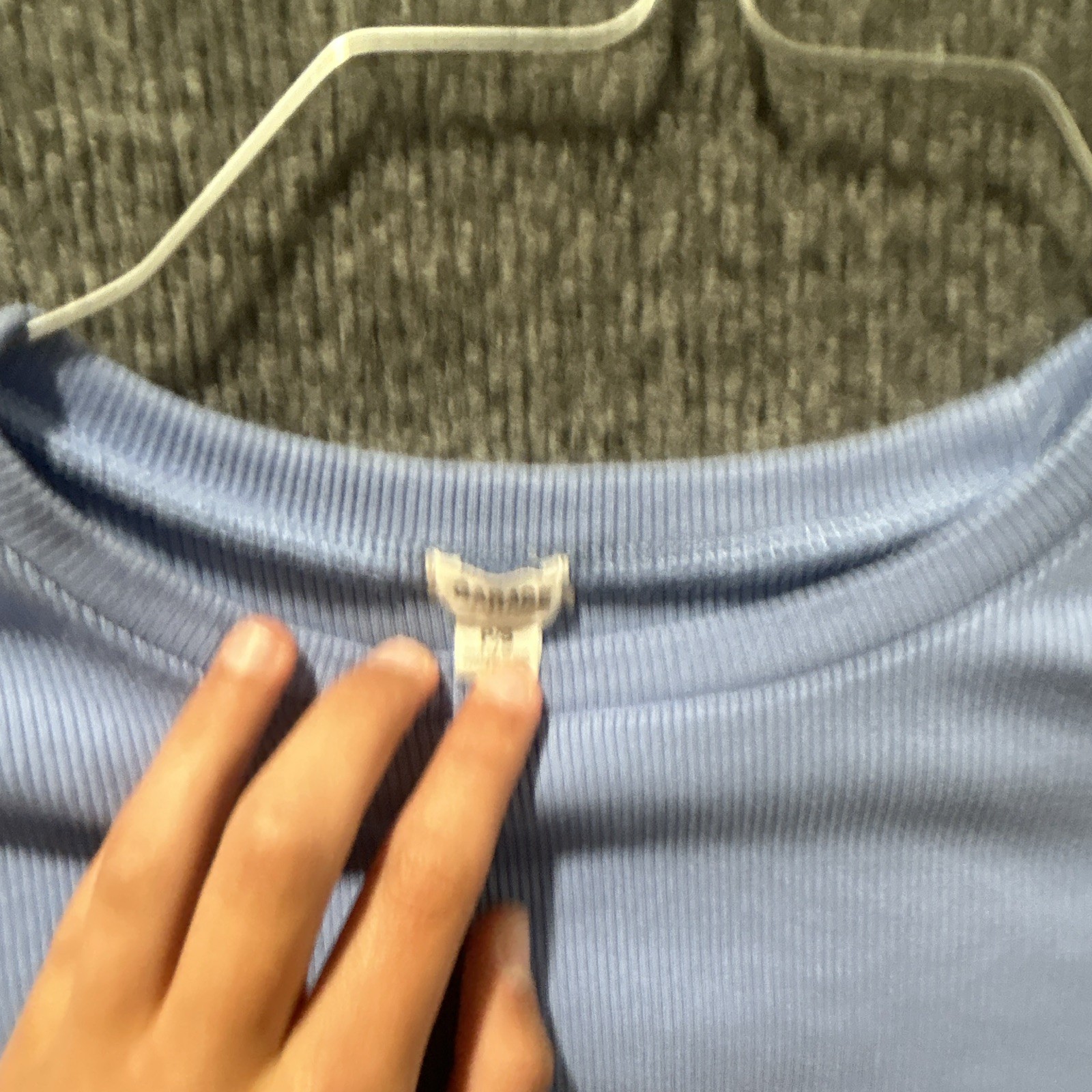 Garage Blue Solid Ribbed Knit Crew Neck Long Sleeve Cropped Top Maternity XS