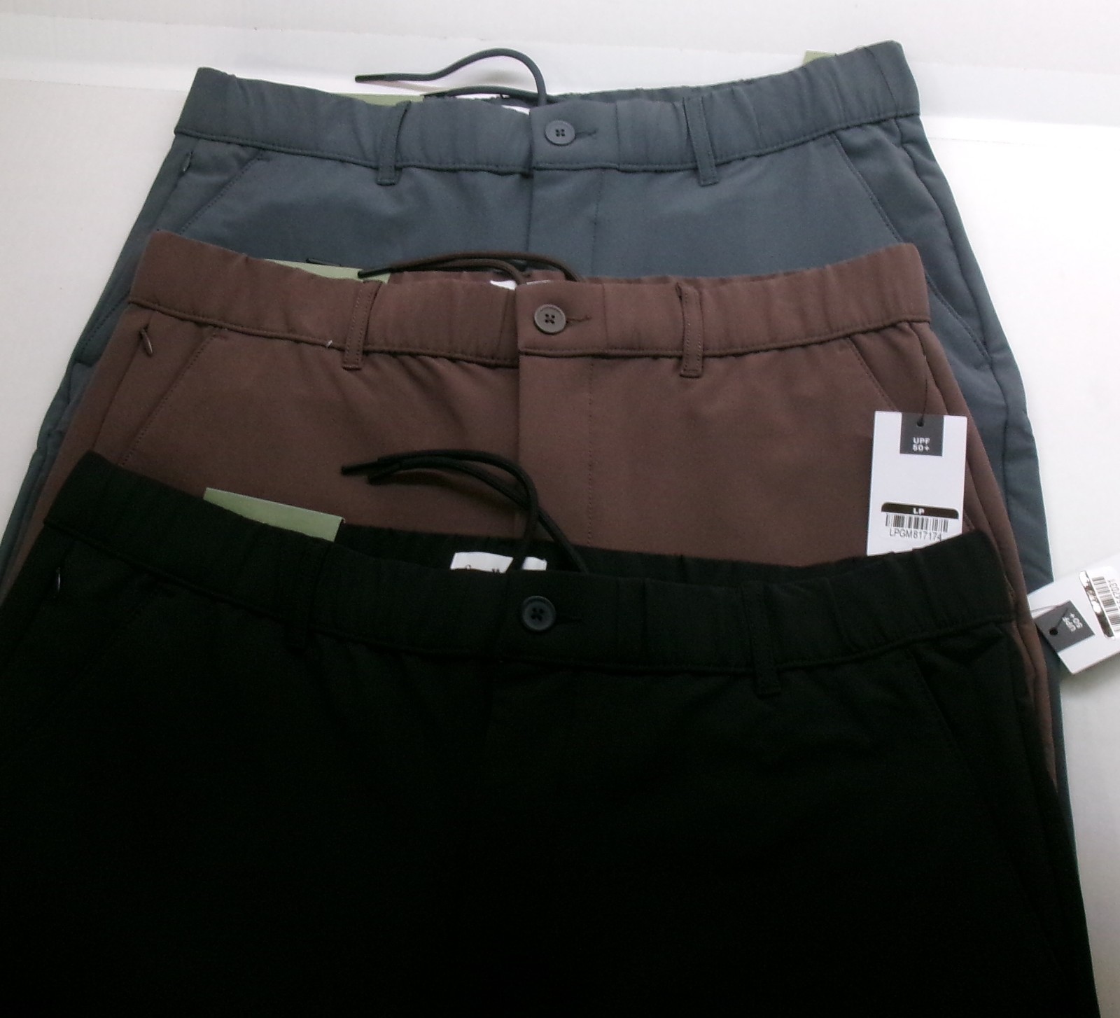 Tech Trousers Relaxed Fit/ Button Zipper Elastic & tie! Goodfellow & Co 3 colors