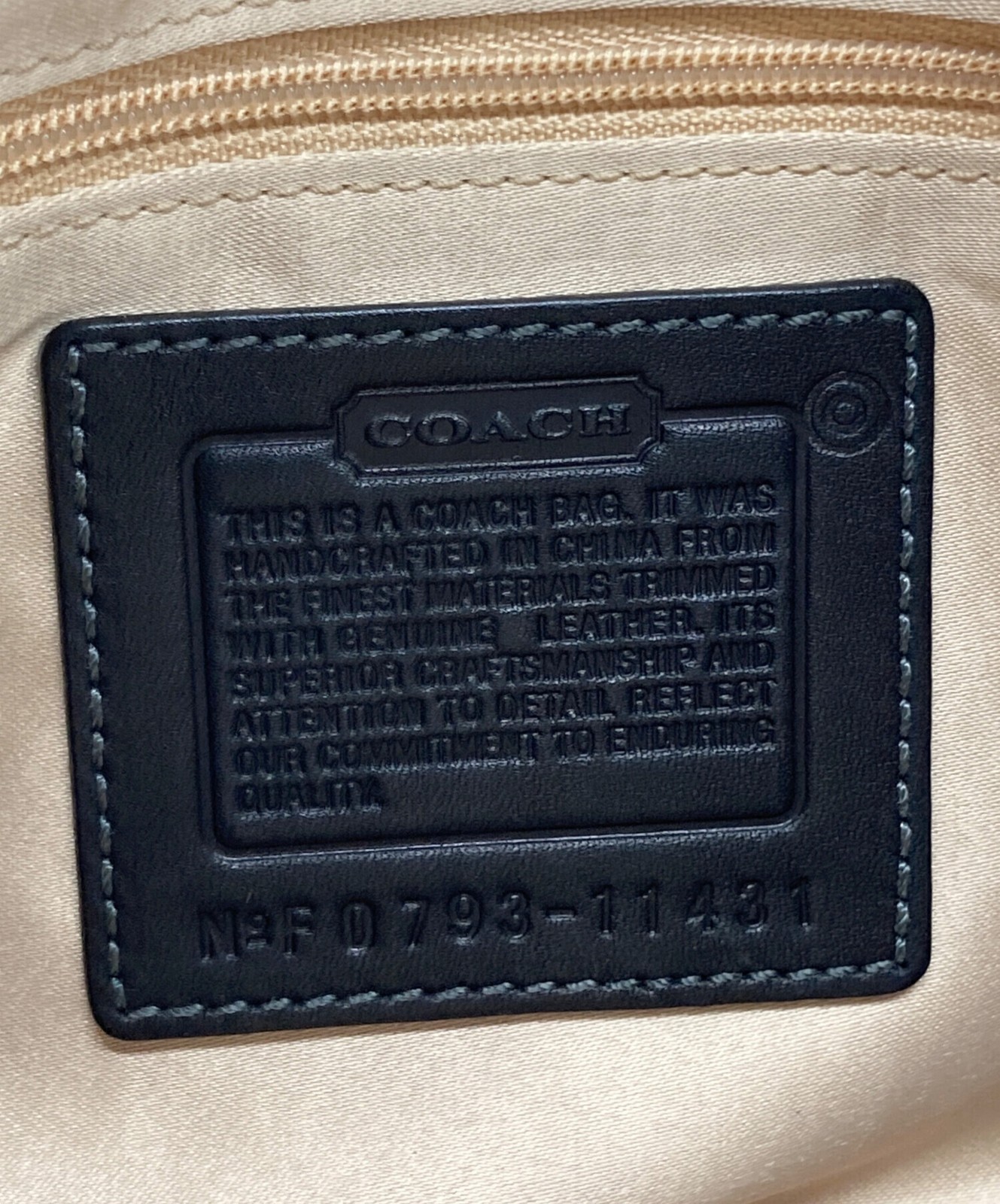 Coach Signature Beige Canvas Leather ShoulderBag Handbag Logo Gold Hardware Auth