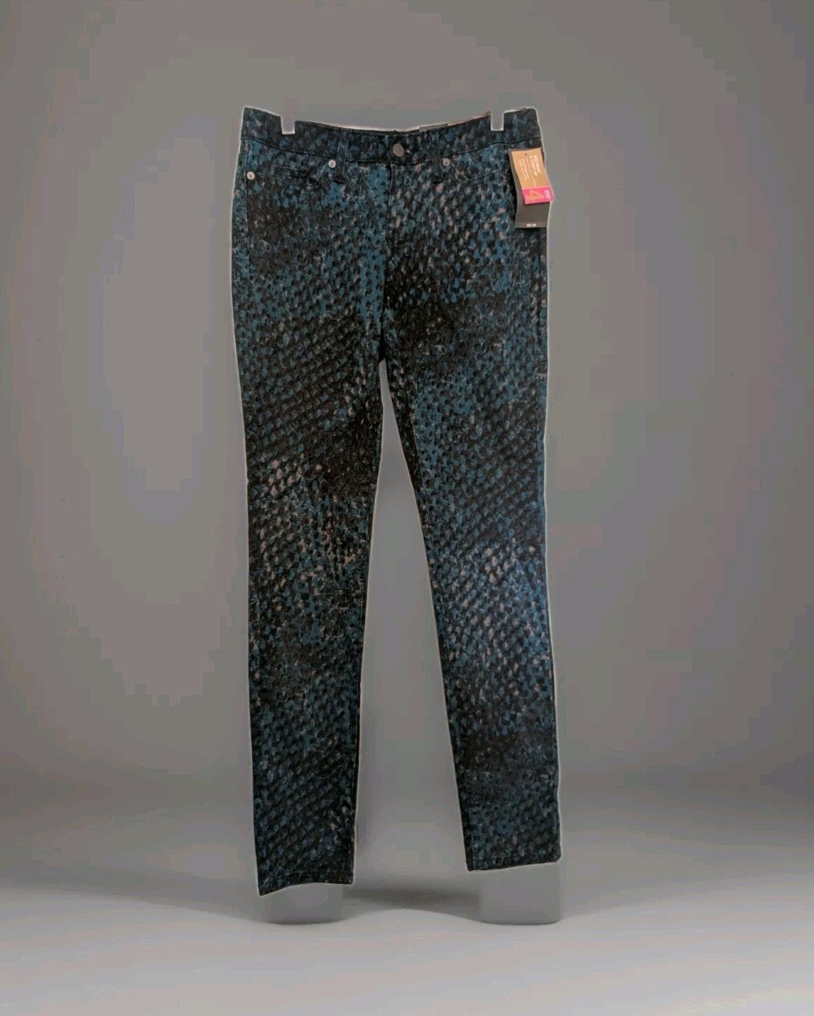 MOSSIMO BNWT 98% Cotton Womens Tall Skinny Jeans W31 L31 Snake Print Teal Black