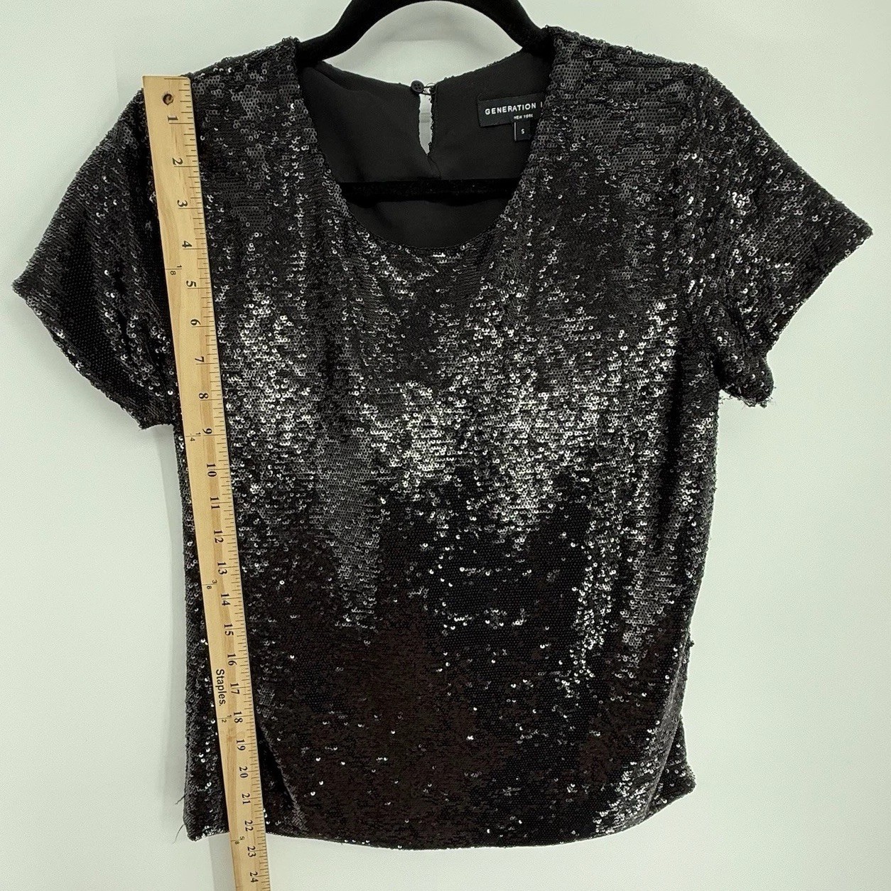 Generation Love Shirt Womens Small Black Sequin Elegant Event Cocktail Party