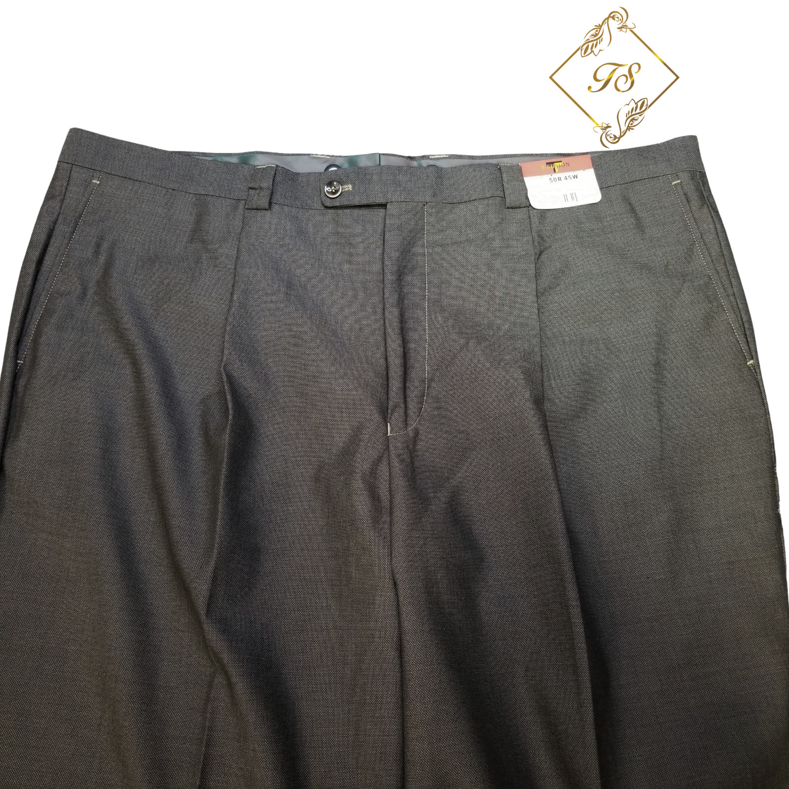NEW $599 Tayion T-Fusion 2 Piece Olive Birdseye Suit Men’s 50R 44 X 36 Wide Leg