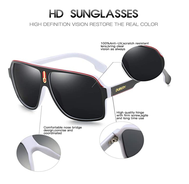 DUBERY Sport Polarized Sunglasses For Men Women Oversize Driving Fishing Glasses