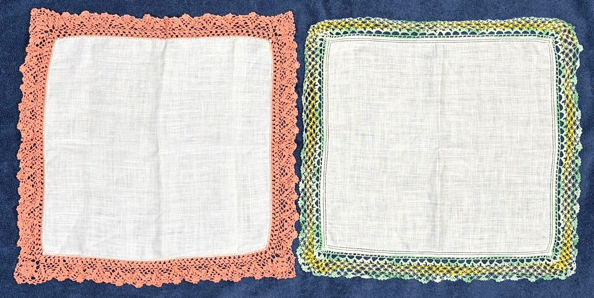 16 Crochet Tatted Lace Trim Hankies Vintage Lot Variety