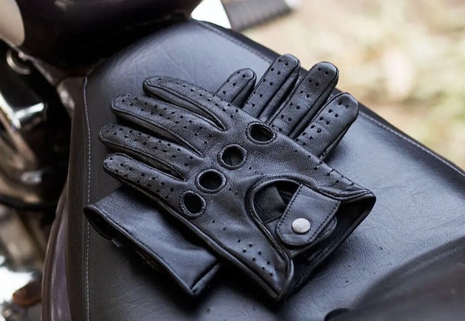 Driving Gloves Car Motorcycle Biker Genuine Leather Police Driver Gloves Black