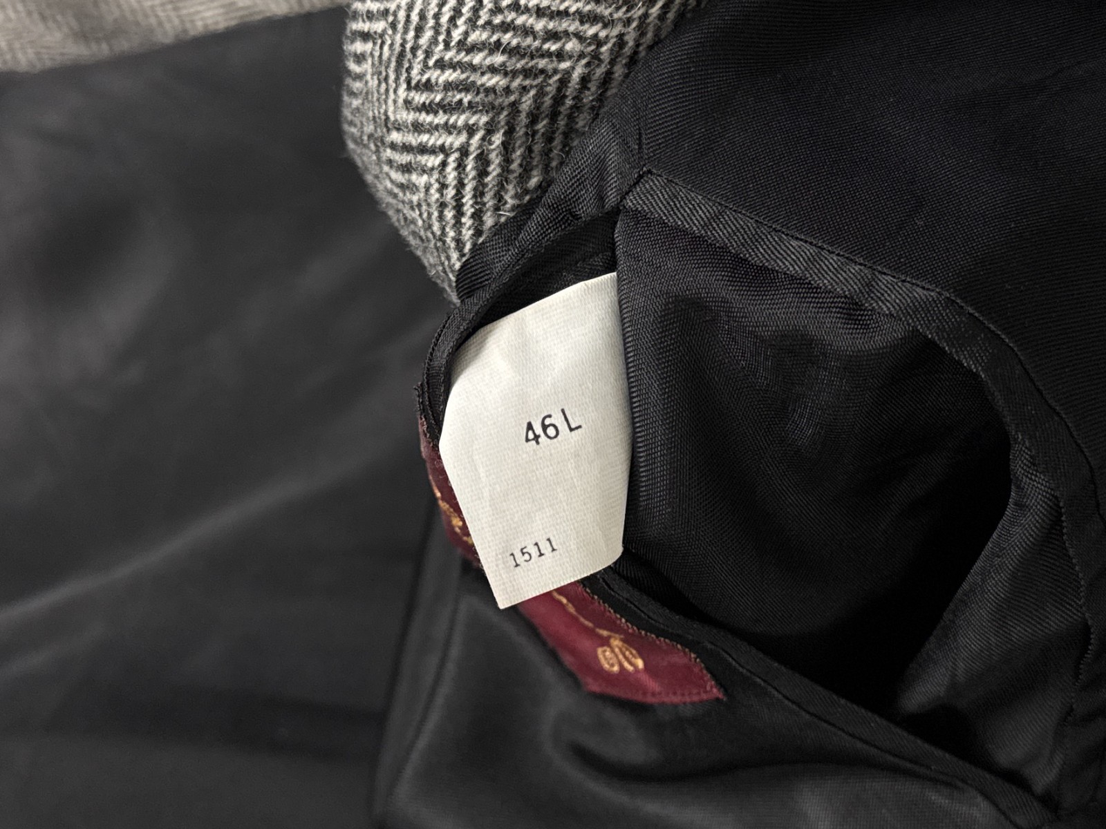 Deansgate Herringbone Blazer 46L Grey Wool Jacket Smart Vintage Tailoring