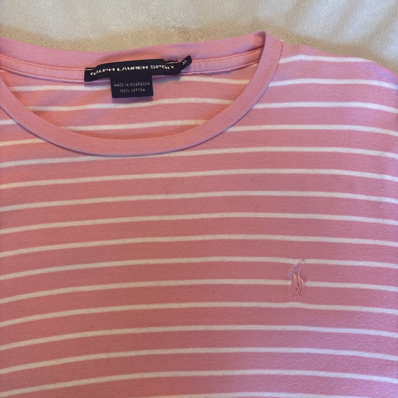 Pink Stripe Ralph Lauren Sport Cotton Long Sleeve Shirt Size XL