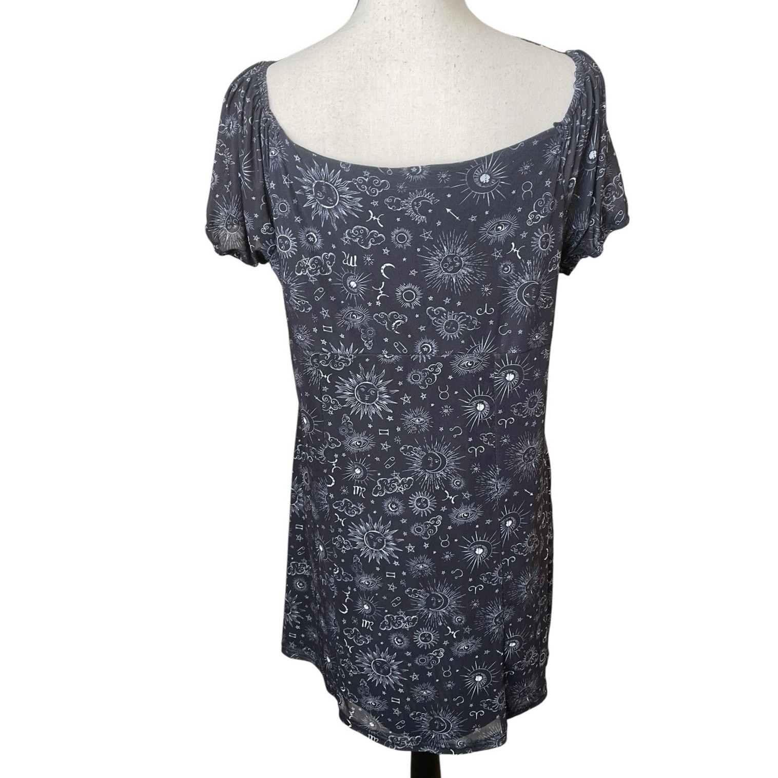 Hot Topic Daisy Street Black Celestial Icon Aline Dress XL Babydoll Whimsigoth