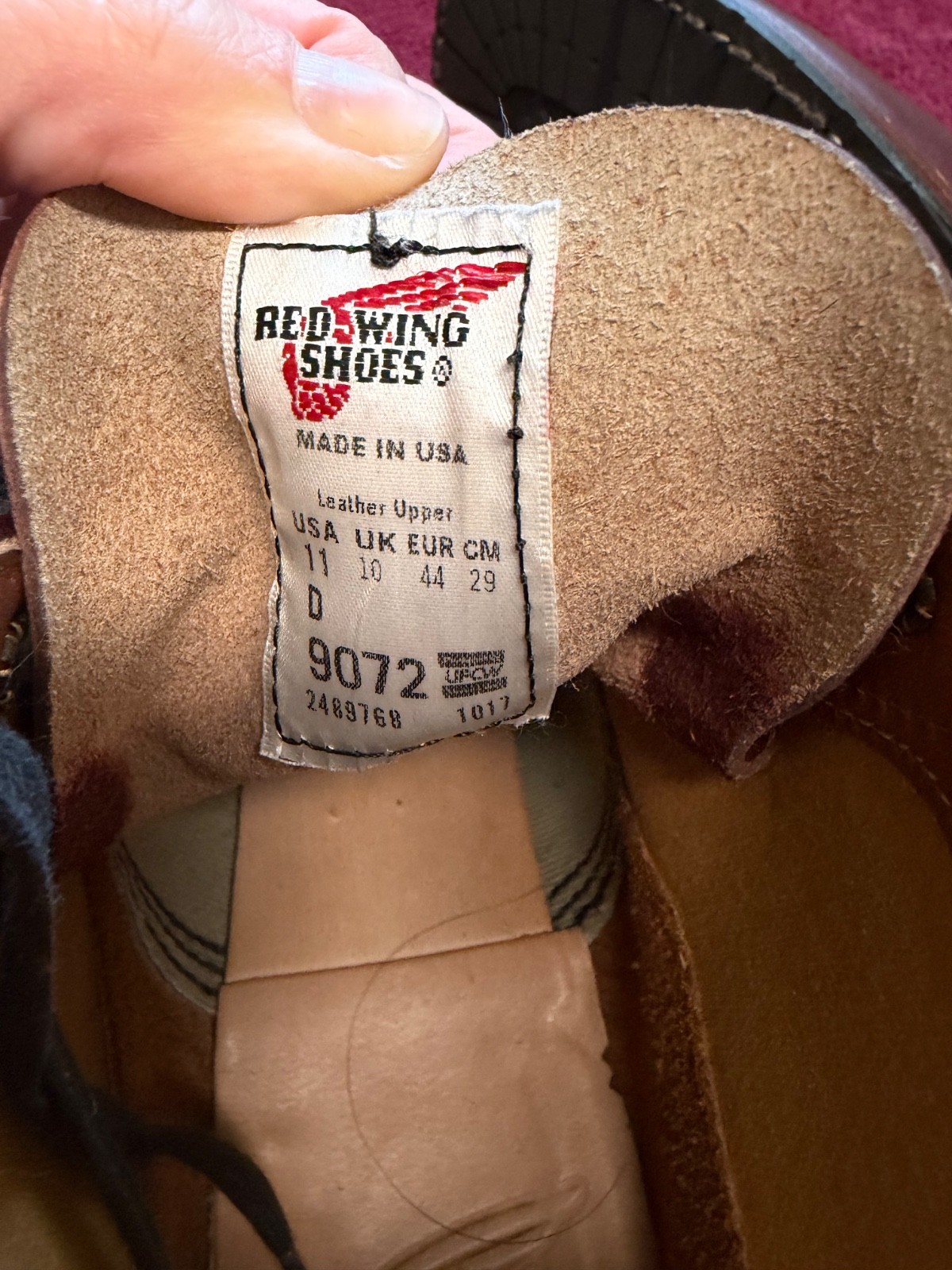 Red Wing Heritage Sheldon 9072 Black Cherry Leather Boots USA Sz 11 D