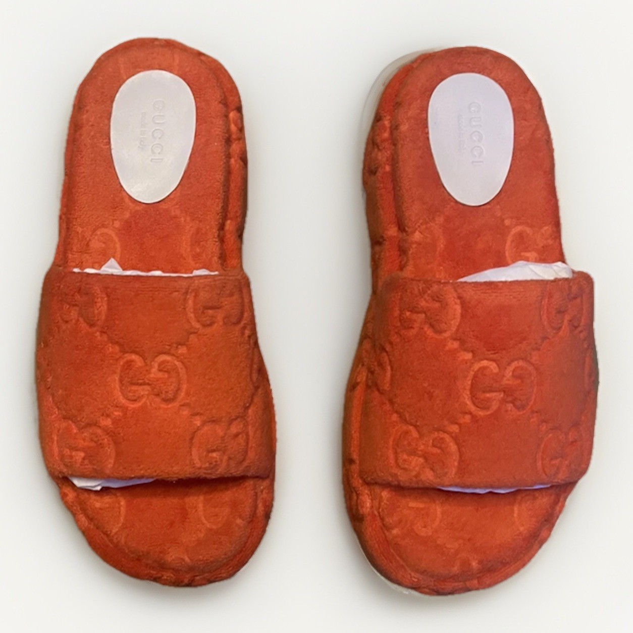 NEW Gucci Angelina GG Sponge Orange Monoriccio Platform Sandals Shoes G 37