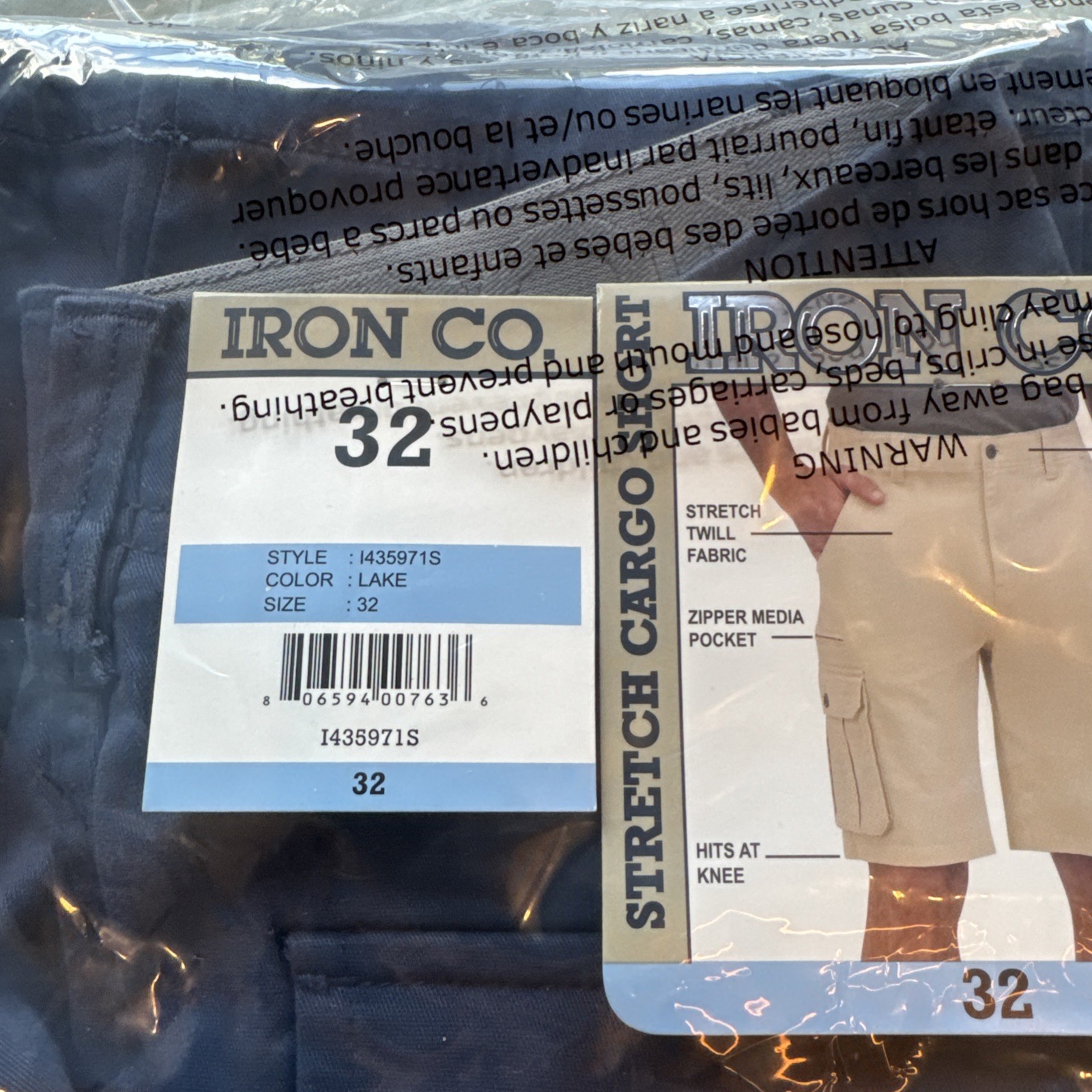 IRON CO. Men’s Stretch Twill Cargo Shorts Size 30, 32, 34, 36,38