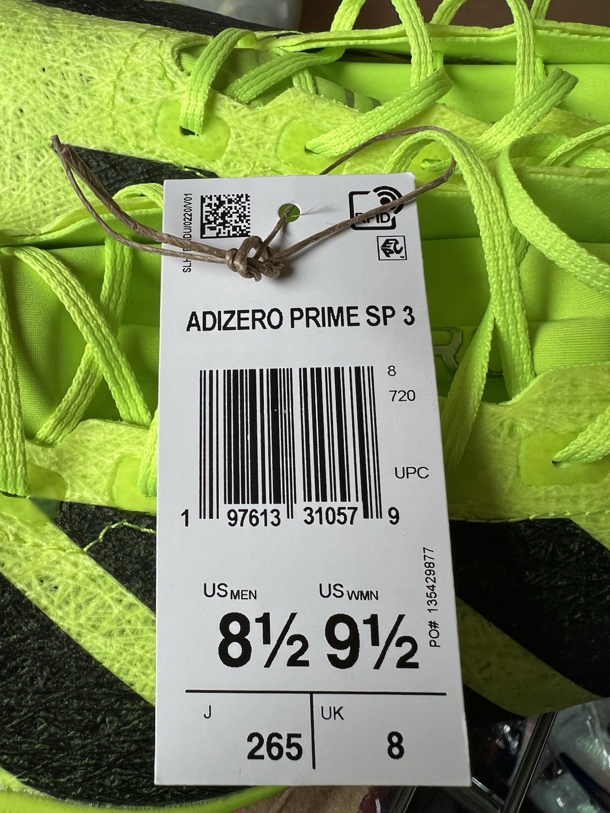 Adidas Adizero Prime SP 3 Strung Lucid Lemon Black IH5800 Men 8.5 / Women 9.5