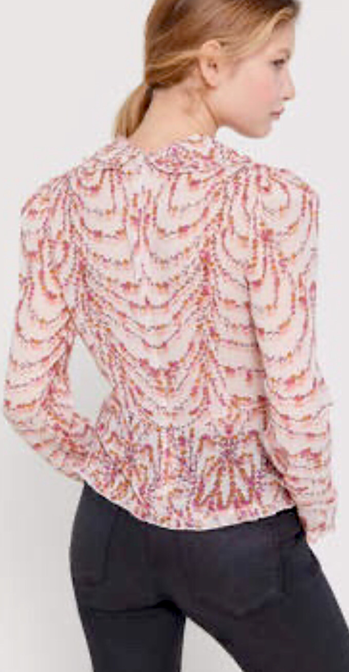 NWT $295 Divine Heritage x Urban Outfitters Collared Peplum L Pink Puff Shoulder