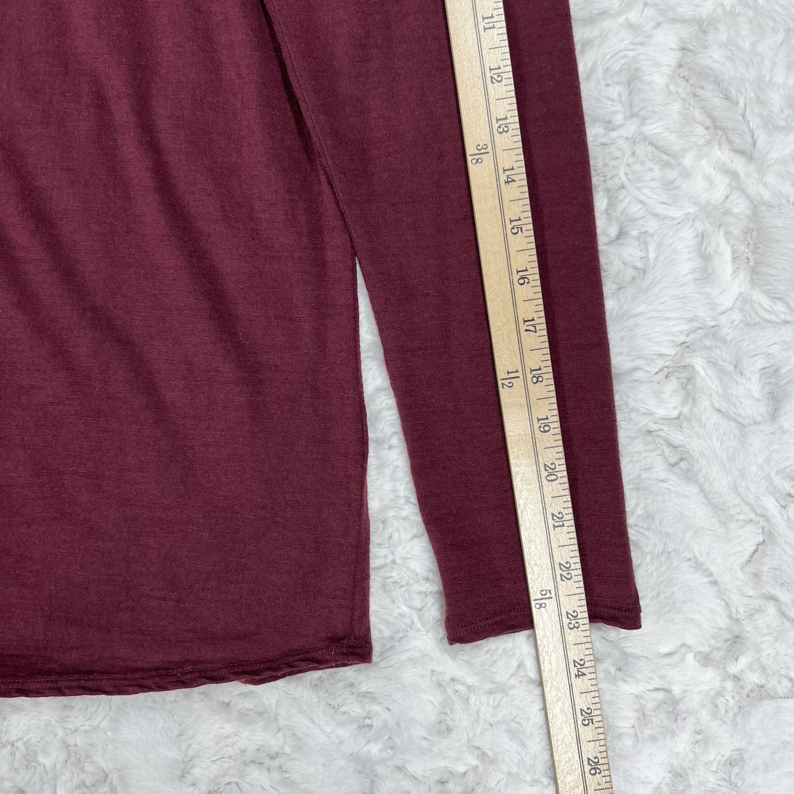 Seg’ments 100% Merino Wool Baselayer Shirt Womens XXL Burgundy Long Sleeve *Flaw
